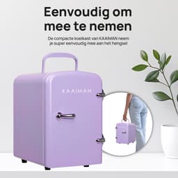 Kaaiman® Mini Koelkast 4L - Kleine Koelkast 12V/220V - Cosmetische Koelkast - Warm en Koud Functie - Skincare Fridge - Minikoelkast Slaapkamer - Paars — thumbnail 3
