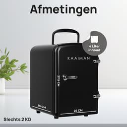 Kaaiman® Mini Koelkast 4L - Kleine Koelkast 12V/220V - Cosmetische Koelkast - Warm en Koud Functie - Skincare Fridge - Minikoelkast Slaapkamer - Zwart — thumbnail 3