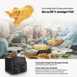 8000 BC Heteluchtfriteuse met Twee Manden - 8L Capaciteit, Digitale Instellingen en Vooraf Ingestelde Programma's — thumbnail 5