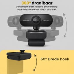 Clerby - Webcam - voor PC met Microfoon - 1080P Full HD - Streaming Camera - Laptop - Gaming - Kantoor - Zwart — thumbnail 2