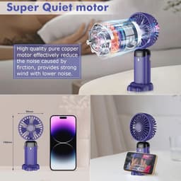 Draagbare Mini Ventilator met 5 Snelheden, Oplaadbare Zakventilator voor Kantoor en Outdoor Gebruik — thumbnail 1