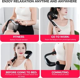 Massagepistool - massage - massage gun - Rug- en wervelkolommassage - Spiermassageapparaat met lange steel - Met 4 verwisselbare massagekoppen - Instelbare snelheid - Spierontspanning - Zwart — thumbnail 5