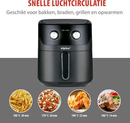 Heteluchtfriteuse XL - Airfryer voor thuis - Gezond Frituren - Instelbare Temperatuur - 6 Liter Capaciteit - Zwart — thumbnail 4