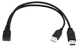 USB 3.0 Vrouwelijk naar Dubbele USB Mannelijke Y-Kabel voor Extra Stroom en Data — thumbnail 2