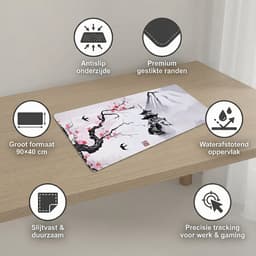 Grote Muismat 90x40 | Gaming Muismat | Wit | XXL | Antislip | Desktop Mat | Computer Mat | Blossom — thumbnail 3