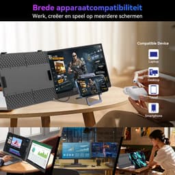 Blackview SCM6 Draagbare Monitor 14" – Extra Laptopscherm 13-17.3" – Uitbreidingsscherm – Plug & Play – 4,5mm Dun 600g Licht – IPS Full HD – TÜV Low Blue Light – 3x USB-C – 100W PD – Inclusief Kabels & Beschermhoes – Grijs — thumbnail 4