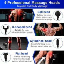 Mini spiermassagepistool - Ultrastille massagepistool - 6 snelheden - 4 massagekoppen - LCD-scherm - Draagbare elektrische massage-apparaat - Verlicht spierpijn -13*13.3*5cm-Rood - 3 eenheden — thumbnail 5