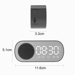 Bluetooth speaker wekker - met LED spiegeldisplay, radio, weersvoorspelling - twee alarmen met hoog volume, geschikt voor diepe slapers - zwart — thumbnail 3
