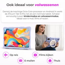 ATouch Combipakket - Kindertablet Tab 10 Pro + Kinderkoptelefoon - Volumebegrenzing - 128GB+64SD - Vanaf 3 jaar - Paars — thumbnail 2