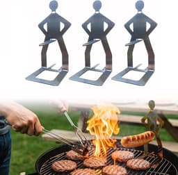 BBQ-worsthouder van Roestvrij Staal 3PCS - Staande Man Barbecuerek - Draagbaar -barbecueworsthouder van roestvrij staal, grappige barbecuevork voor kamperen, picknicken in de buitenlucht, tuin, keuken, grillcadeaus voor mannen — thumbnail 1