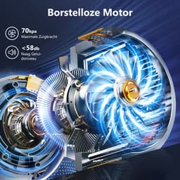 Elekiatech Steelstofzuiger - Steelstofzuiger Draadloos - Met 2 Accu’s - 70000Pa - 3 Standen Zuigkracht - LED-Display - 2200 mAh Accu - 20–70 Min Werktijd - 1,8L - Met Meubelborstel - Voor Tapijt, Harde Vloeren en Dierenharen - Gold — thumbnail 3