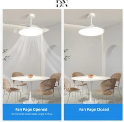 Deniva - Plafondventilator Met Verlichting - Afstandsbediening - Verstelbare Verlichting/Snelheid - Energiebesparend - 121Cm - Wit — thumbnail 2