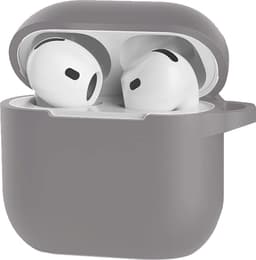 Jumada's Case Geschikt voor AirPods 4 Hoesje Hoes Siliconen Met Clip Cover - Hoesje Geschikt voor Apple AirPods 4 Hoes Siliconen - Grijs — thumbnail 1