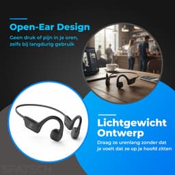 SFATECH Bone Conduction Headphone – Open-Ear Sport Oortjes – Sport Hoofdtelefoon – Bluetooth Koptelefoon – Waterbestendig – Hardlopen & Fitness – Zwart — thumbnail 2