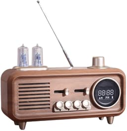 Retro Bluetooth Speaker met Digitale Klok - FM Radio - Nachtlamp - Bluetooth 5.4 - USB - TF - AUX - Houtlook — thumbnail 3