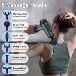 Diepe weefselmassage met 99 snelheden – Krachtige percussiemassager met LCD-touchscreen en 6 massagekoppen voor spierpijnverlichting en ontspanning — thumbnail 5