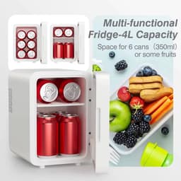 Mini koelkast 4L - Auto koelkast- Voor eten & drinken - Skincare & make-up fridge - Spiegel en LED-verlichting - USB - Wit — thumbnail 5