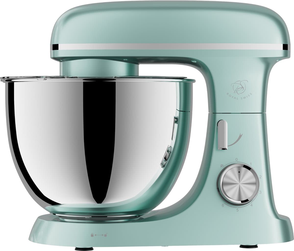 Keukenmachine 2000W – 8.5L RVS Mengkom – Planetair Mengsysteem – 6 Snelheden – Mintgroen – Royal Swiss® — afbeelding 1