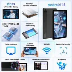 Hotlight KB1001 - Android 15 - 10.1 inch- 5000mAh - 20(3+17)GB RAM - 64GB ROM - Bluetooth 5.4 - WIFI 6 - Zwart — thumbnail 4
