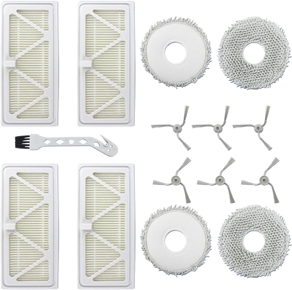 15 stuks vervangende accessoires - geschikt voor DJI ROMO S - ROMO A - ROMO P robotstofzuiger - 6 zijborstels - 4 HEPA-filter - 4 dweilpads - 1 reinigingsgereedschap — afbeelding 1