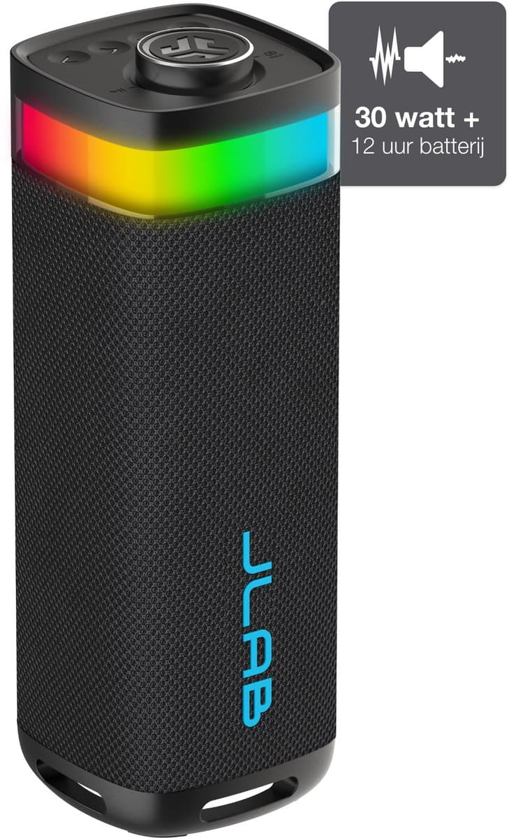 JLab Jbuds Bluetooth Speaker Draadloos - Draagbare Muziekbox - 12 uur Batterijduur - 30 Watt - Bass Boost - IPX6 Waterproof - Multipairing - Instelbare Party Lights - App Equalizer - Zwart — afbeelding 1