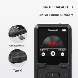 Ynkkvre -MP3 / MP4 Speler - Bluetooth - USB - Shuffle - SD kaart tot 128GB - Incl. Voice recorder — thumbnail 2