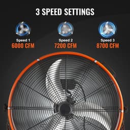 Industriële Ventilator - Trommelventilator/Vloerventilator - Diameter 61 cm - Drie Snelheden - Kantelbaar 360° - Luchtstroom 14.600 m³/u — thumbnail 4