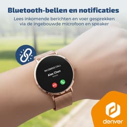 Denver Smartwatch - AMOLED - Hartslagmeter - Saturatiemeter - 100 sportmodi - Milanees bandje - Android iOS - SWC394RO — thumbnail 2