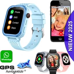 GPSHorlogeKids© - GPS horloge kind - smartwatch kinderen - WhatsApp - 4G videobellen - spatwaterdicht - SOS alarm - SMS - incl SIM - Turn Blauw — thumbnail 1