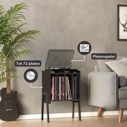 ACAZA LP Opbergsysteem - LP Houder - Zwart - 45 x 30 x 66 cm (L x B x H) - Platenspeler Meubel - Vinyl Opbergsysteem - Platenkast - Platenhouder - 72 Platen — thumbnail 5