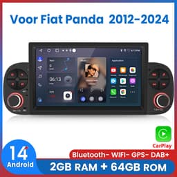 Awesafe Autoradio - Geschikt Voor Fiat Panda 2012 t/m 2024 - 7 inch IPS Scherm - Draadloos Apple CarPlay & Android Auto - Ram 2GB + Rom 64GB - GPS Navigatie Bluetooth WIFI - Radio Scherm - Navigatiesysteem Auto — thumbnail 1