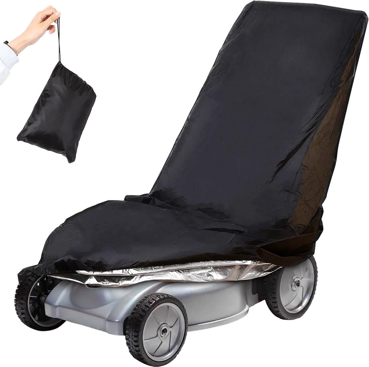 Lawn Mower Cover - Waterproof - Universele Tuinmachinehoes - 210D Oxford - Zwart - 193 x 112 x 63 cm — afbeelding 1