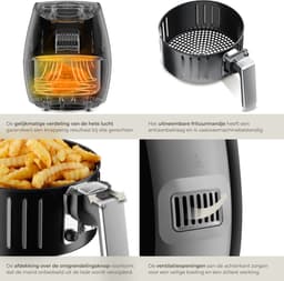 tectake® Airfryer - Heteluchtfriteuse, Airfryer, Touchscreen Display, div. Programma's, Airfryer Zonder Vet en Olie, Vaatwasmachinebestendig, Met Accessoires Receptenboekje (HF-568TS Mitch) — thumbnail 4