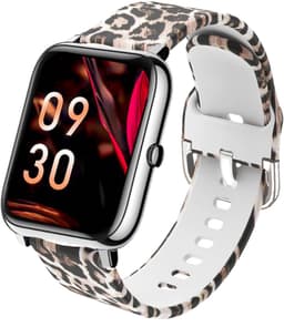 Belesy® HUNDRED - Smartwatch Dames - Smartwatch Heren - Horloge - 1.3 inch - Kleurenscherm - Full Touch - Stappenteller - Multi Sport - 100+ Watchfaces - Siliconen - Panterprint - Moederdag — thumbnail 2