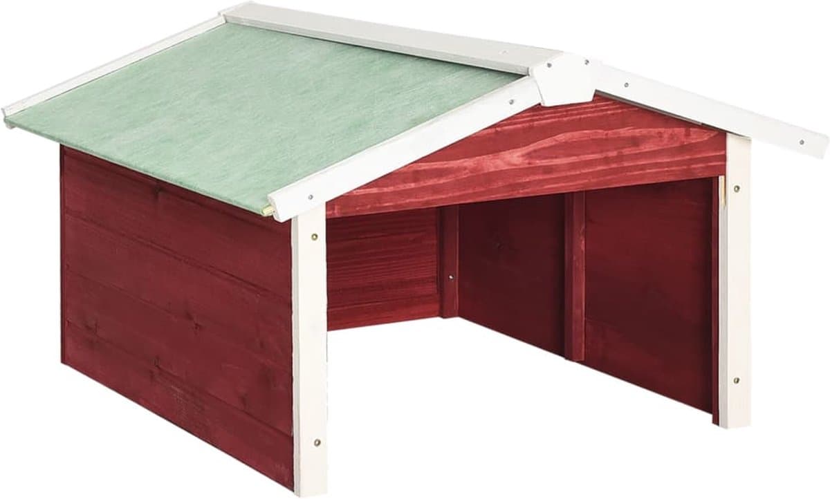 vidaXL - Overkapping - voor - grasmaaier - 72x87x50 - cm - vurenhout - rood - en - wit — afbeelding 1