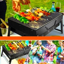Draagbare BBQ - Houtskool Barbecue - Opvouwbaar - Barbecue - 35 x 27 cm - Camping Barbecue - Kamperen - Reis BBQ - Festival Barbecue - Grill — thumbnail 4