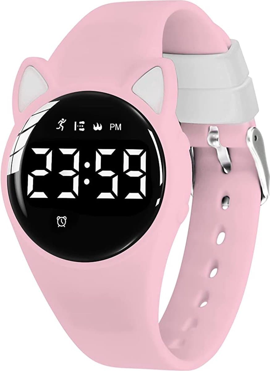 Smartwatch Kinderen - Kat - Stappenteller - Stopwatch - Roze — afbeelding 1