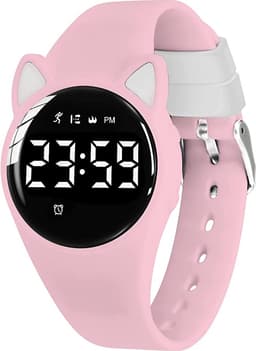 Smartwatch Kinderen - Kat - Stappenteller - Stopwatch - Roze — thumbnail 1