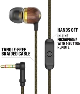 House of Marley Smile Jamaica Oortjes met Draad - Bedrade Oordopjes 3,5 mm Aansluiting - Met Microfoon en 1knopsbediening - Eco Friendly Design - 9 mm Drivers - Knoopvrije Kabel - Brass — thumbnail 2