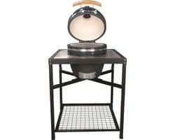 Landmann Kamado BBQ 18 inch Grijs - Tafelmodel - MLS Pizzasteen Ø38 cm - Keramische Houtskoolbarbecue - BBQ Egg - Thermometer - 4-6 Personen