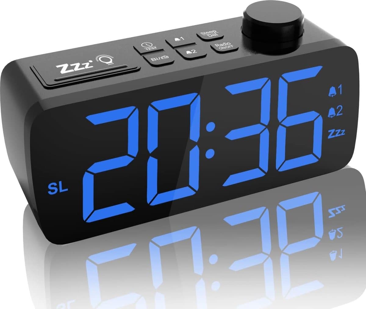 YUCONN - Wekkerradio - Wekker Kinderen - Grote LED Cijfers - Digitaal - Dimbaar - Dubbel alarm - Op Netstroom - Senioren — afbeelding 1