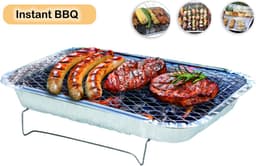 Wegwerpbarbecue 4 stuks – Instant BBQ met 600g Houtskool – Voor 8 Personen – Ideaal voor Balkon, Tafel en Picknick — thumbnail 2