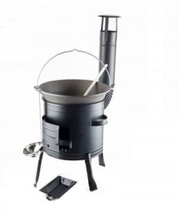 Buiten kookkachel set,GIETIJZEREN KOOKPAN Ø32!!!, Buiten keuken, Houtkachel met gietijzeren pan. Hongaarse ketel, Terras kachel. Inhoud8L — thumbnail 1