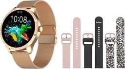 Belesy® Q9 Pro - Smartwatch Dames – Smartwatch Heren - Horloge - 1.28 inch - Kleurenscherm - Stappenteller - Bloeddruk - Hartslag - 75+ Wijzerplaten – Sporten - Staal – Goud - Kerstcadeau — thumbnail 1