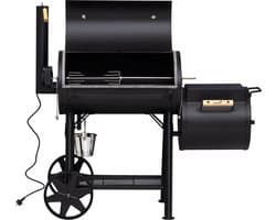 Mustang Off-set smoker Georgia L - Smoker Barbecue - 80 kg - 2 thermometers in de deksel- Zwart - Barbecue - Grilloppervlak 72x37 cm
