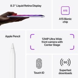 Apple iPad mini (2021) - 8.3 inch - WiFi + 5G - 256GB - Spacegrijs - 6e generatie — thumbnail 5