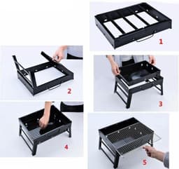 Opvouwbare BBQ - Draagbare opvouwbare grill met rooster - Portable Vouw Barbecue - Festival BBQ - Camping - Tafel - Zomer - Vaderdag - Park - Rechthoekig - 35 x 27.50 x 20 cm - Zwart — thumbnail 4
