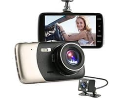 TechU™ Dashcam Voor en Achter Camera – M07 Pro – Dashboardcamera – 4” Scherm – Full HD 1080P – 170° Wijdhoeklens – Parkeermonitor – Looprecording – Bewegingssensor – G-sensor – Nachtvisie – Incl. Achteruitrijcamera - voor auto