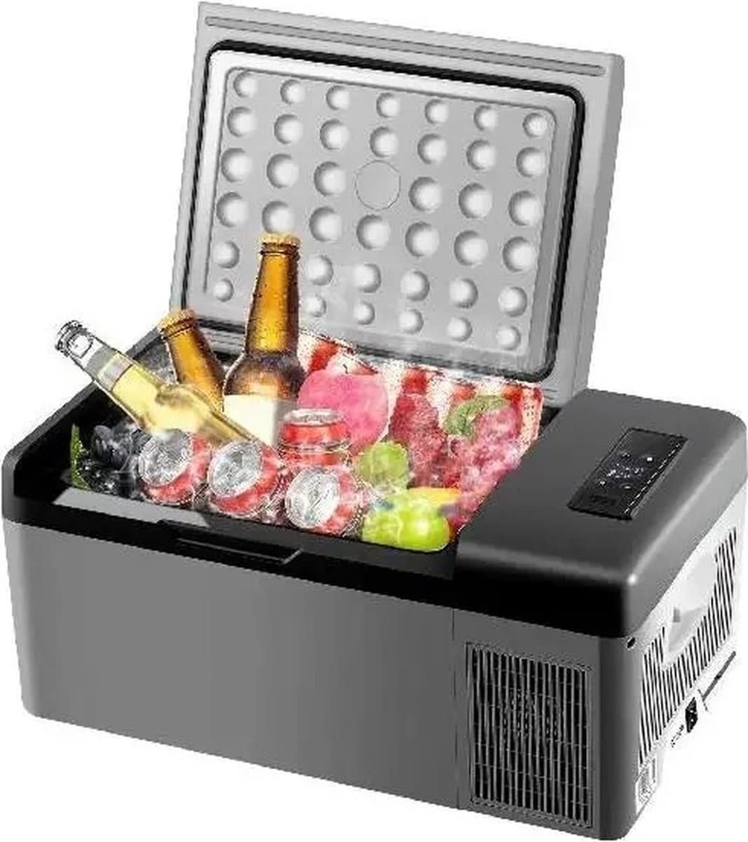 Mini Koelkast - Koelkast - Kleine Koelkast - Kleine Koelkast Met Vriesvak - Mini Vriezer - Auto Koelkast - 15 L - 12/24V - Grijs - 60x32x26 cm — afbeelding 1