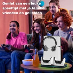 PS5 Slim Oplaadstation met Dual Koeling - Koeling Station Geschikt voor PlayStation 5 Slim Digital + Disc Edition - RGB Verlichting - PS5 DualSense oplaadstation - 3 USB -Headset Houder - Playstation 5 Slim Accessoires — thumbnail 5